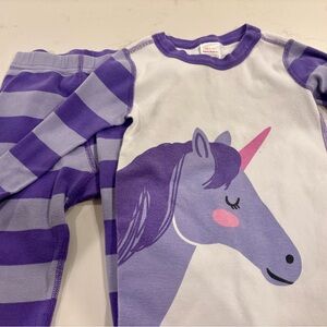 Hanna Andersson Purple Striped Unicorn Pajama Set